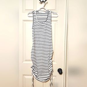 Shien Womans Black and white stripped fitted tank dress Sz S